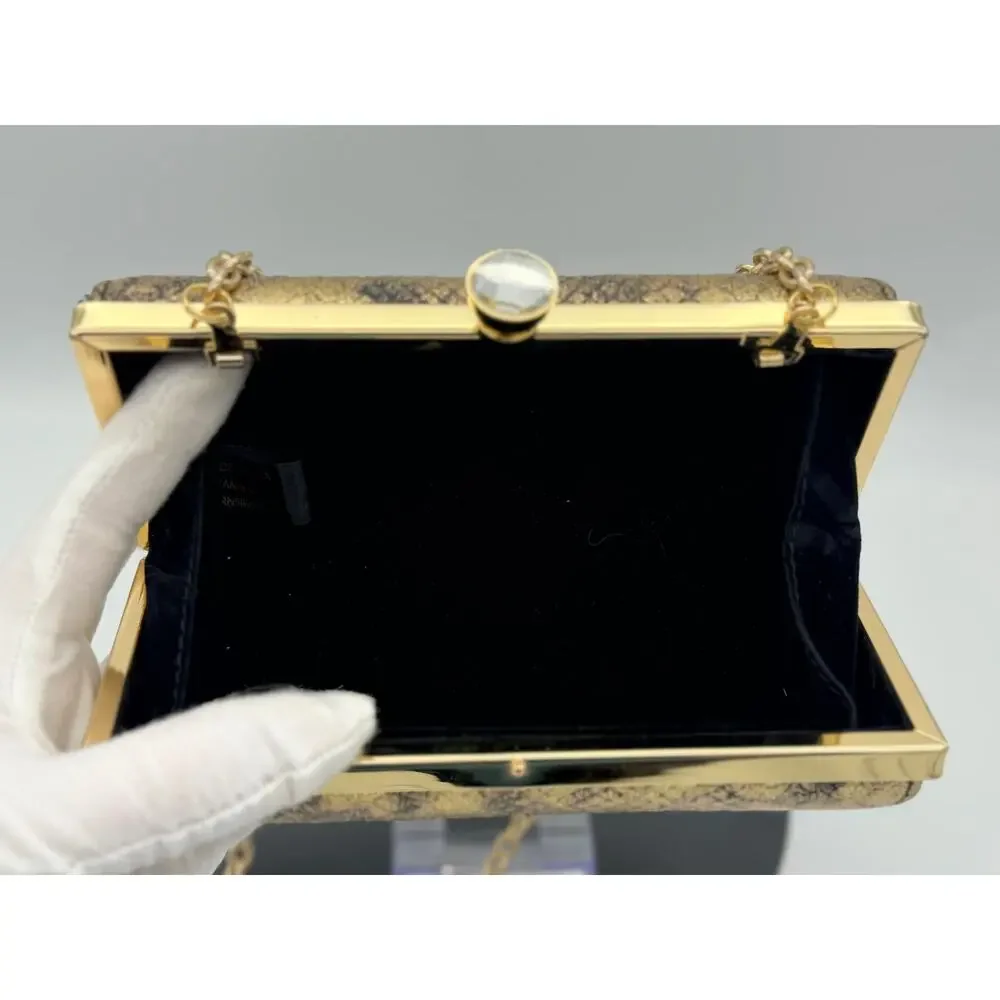 Kate Landry Gold Metallic Snakeskin Evening Clutch